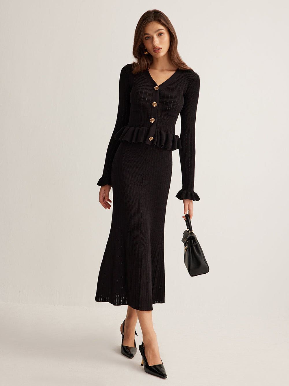 Rüschen-Strickkleid