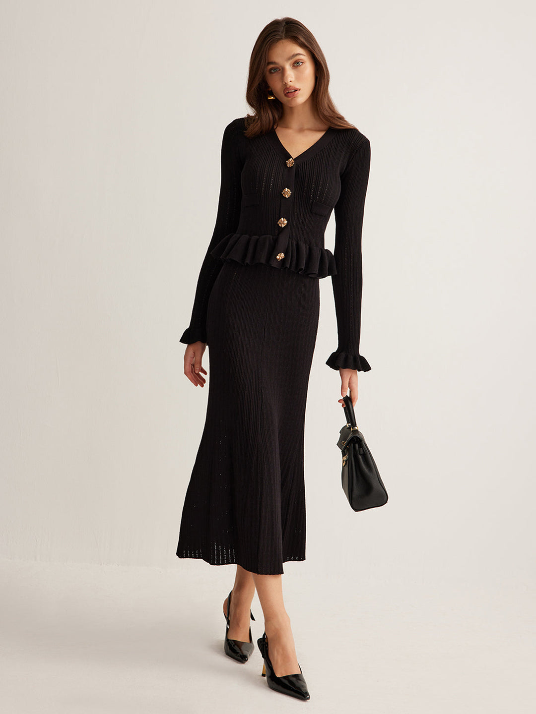Rüschen-Strickkleid