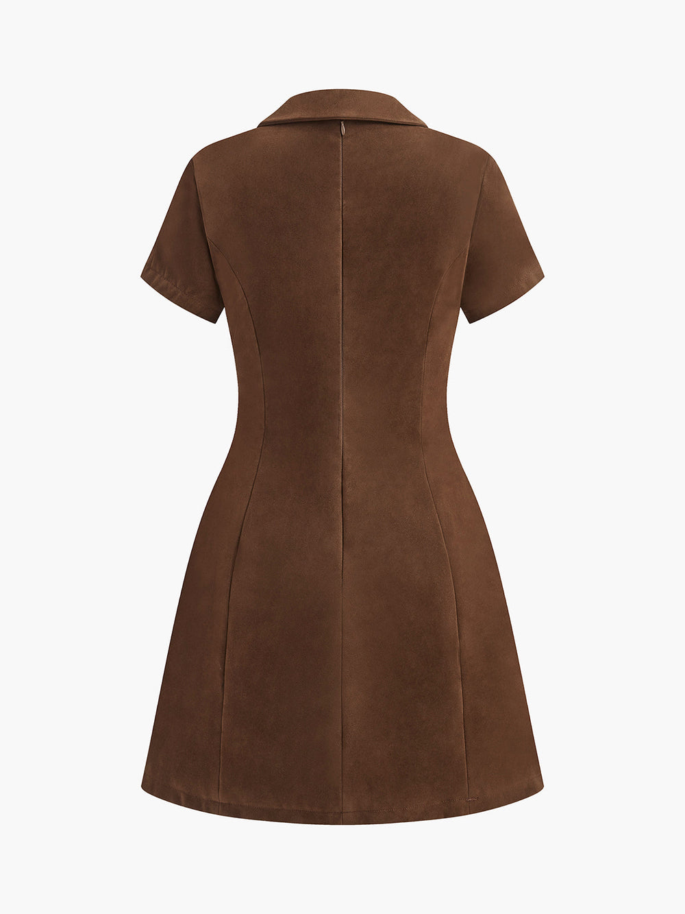 V-Ausschnitt Kurzarm Wildleder Kleid