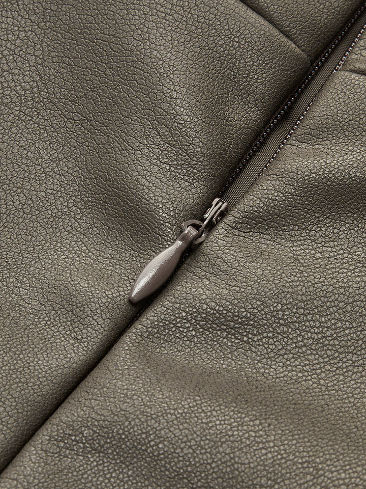 Faux Leder Faltenrock