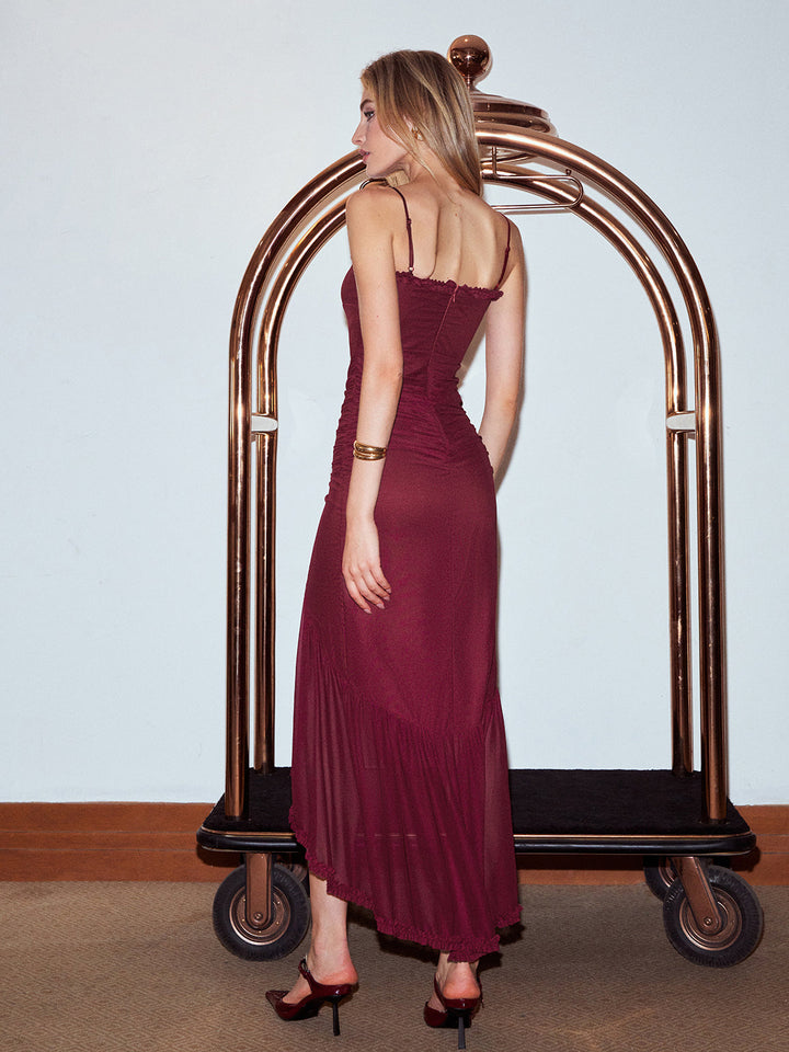 Plissiertes Netz-Cami-Kleid