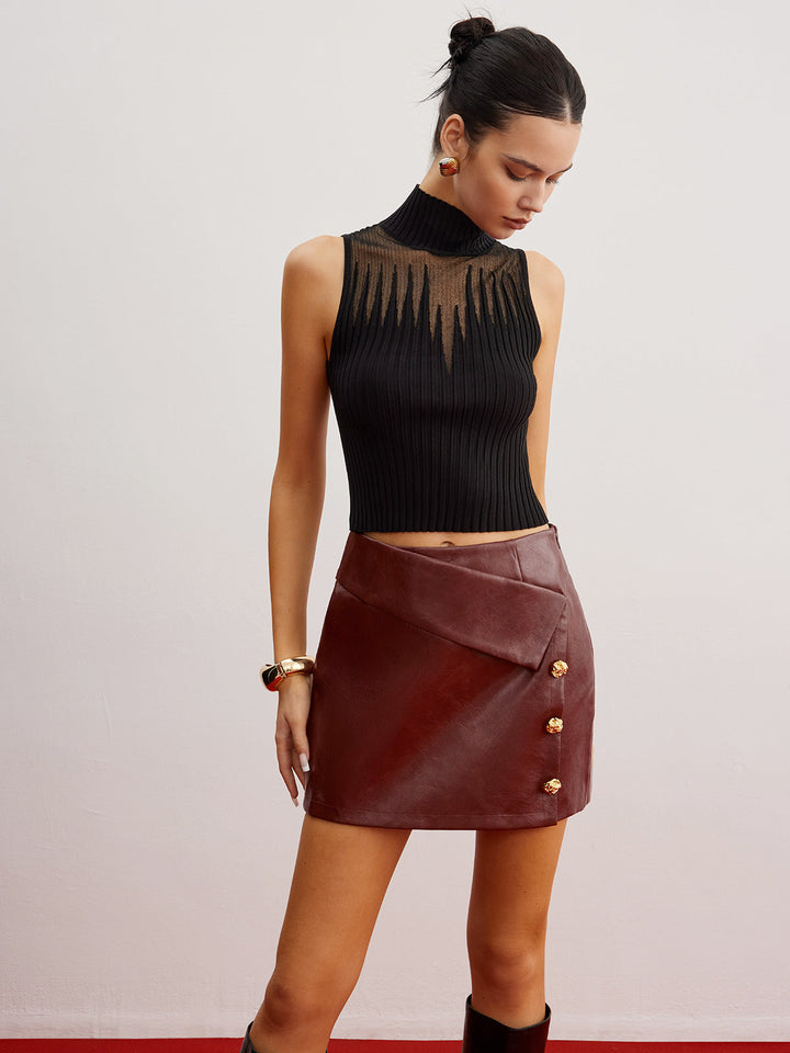 Crop Sheer Panel Pulloverweste