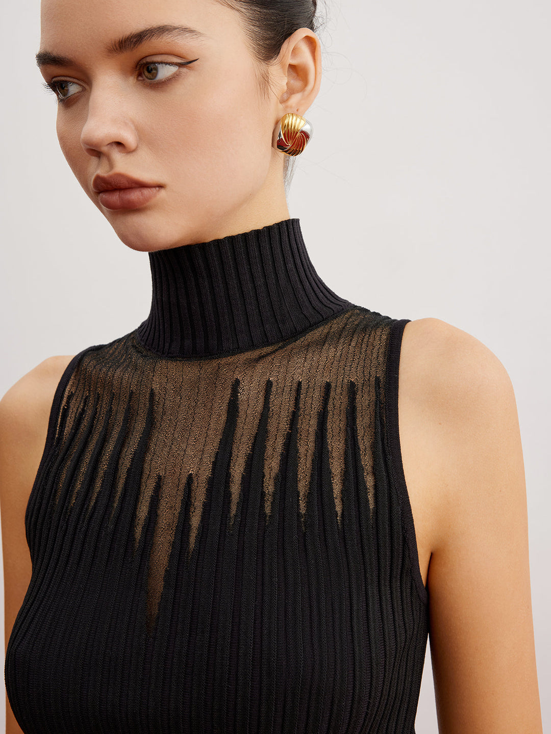 Crop Sheer Panel Pulloverweste