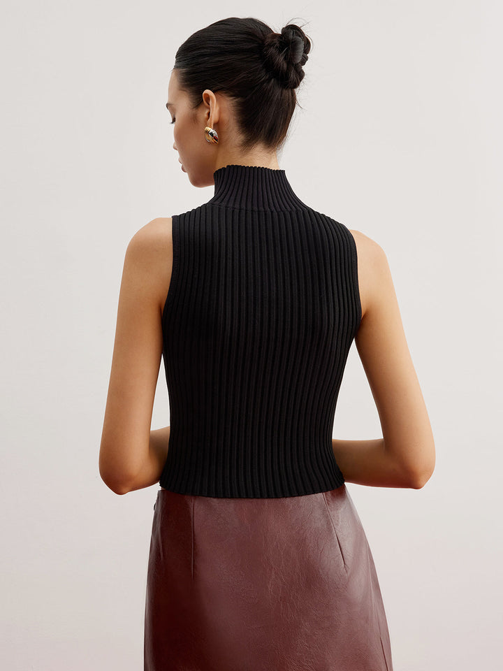 Crop Sheer Panel Pulloverweste