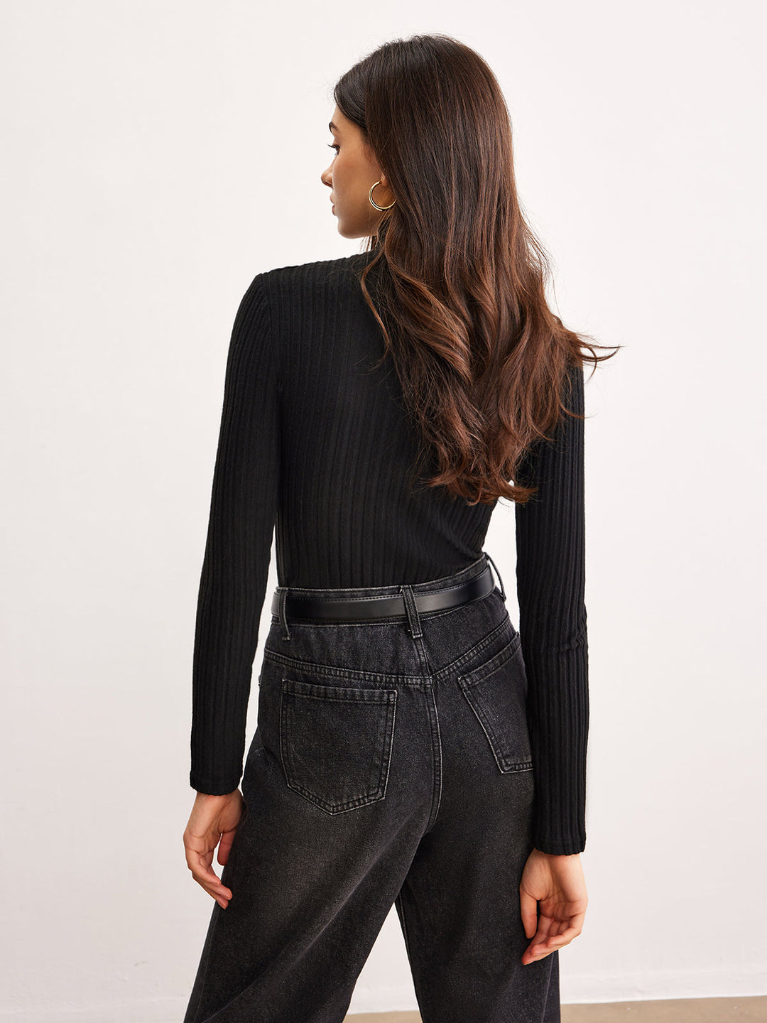 Criss Cross Neck Geripptes Oberteil