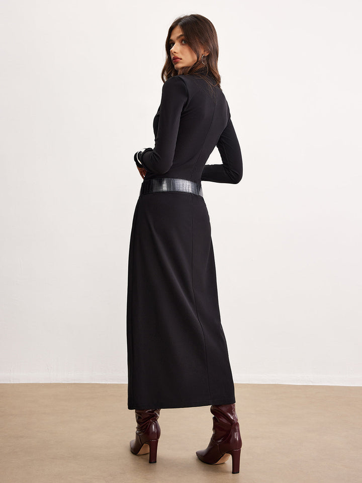 Minimalist Jerseykleid mit Gürtel