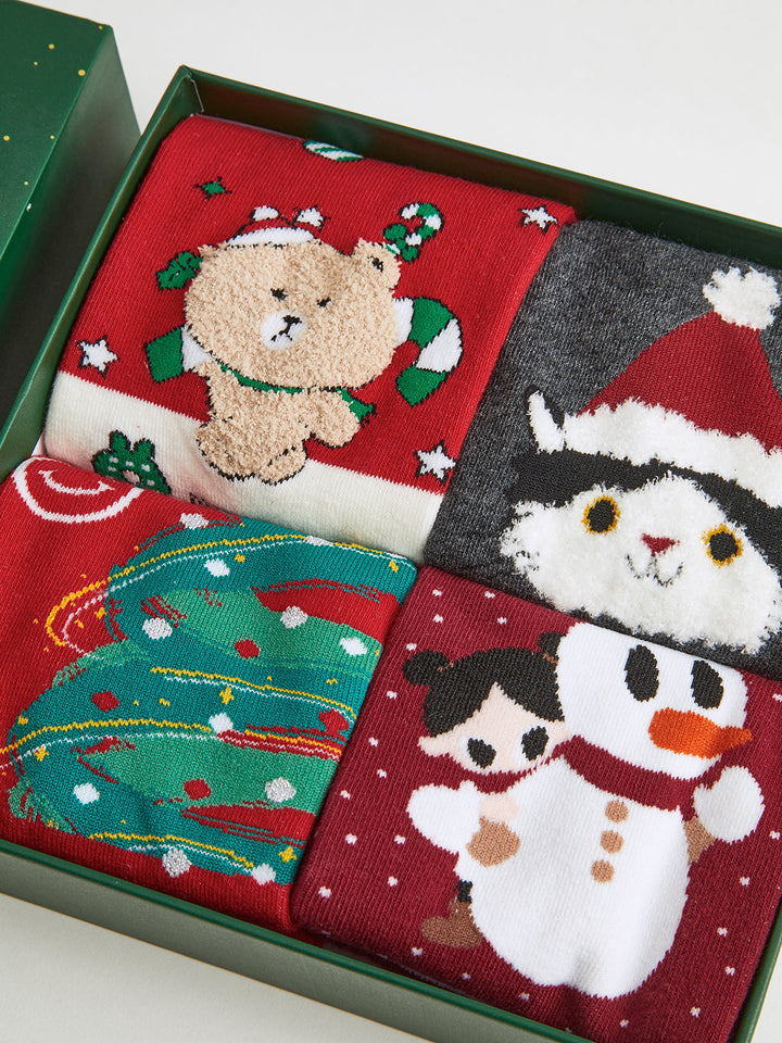 Cartoon Weihnachtsgeschenkbox mit Socken