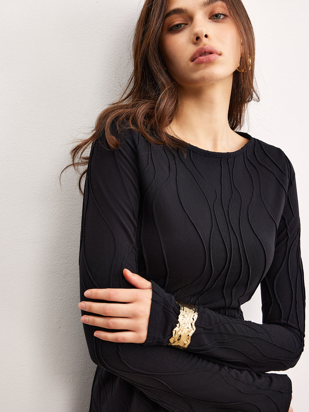 Schlichtes Jersey-Kleid mit Paspeln
