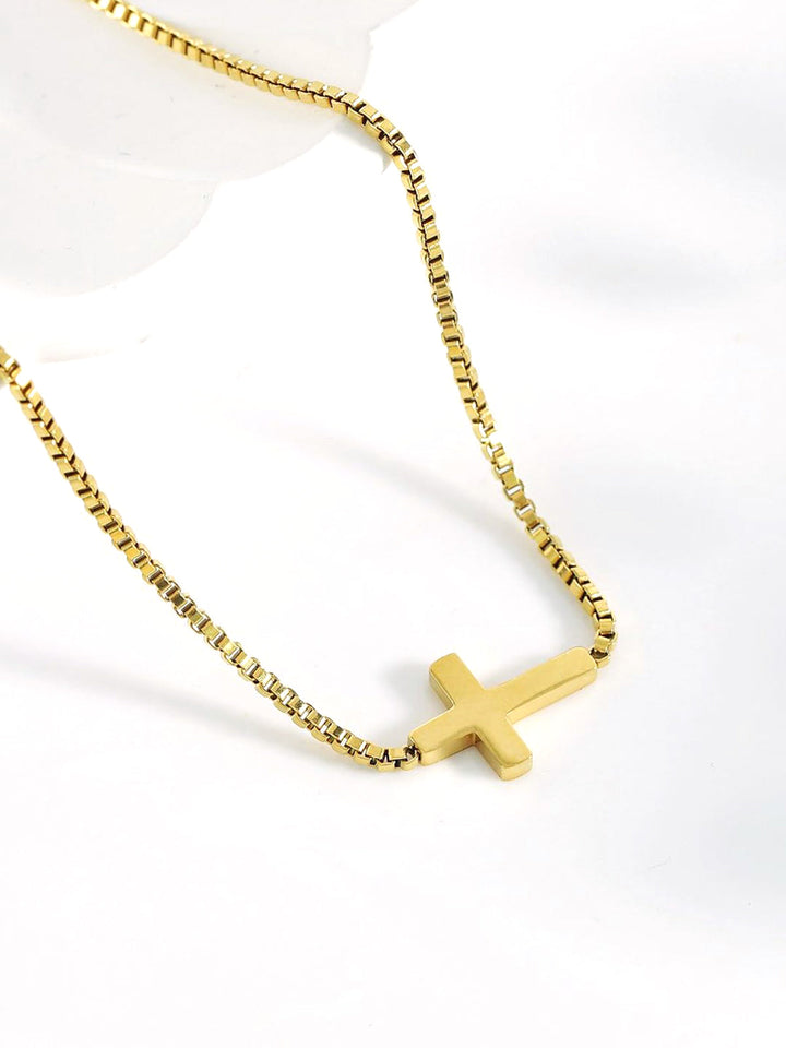 Mini Kreuz Anhänger Halskette