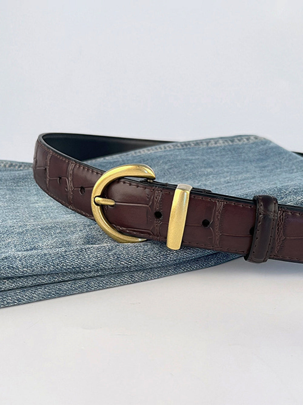 Vintage Krokodil-Muster Schnallen Gürtel