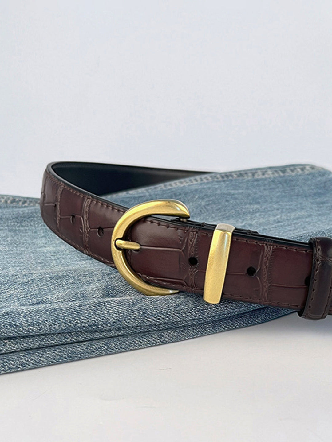Vintage Krokodil-Muster Schnallen Gürtel