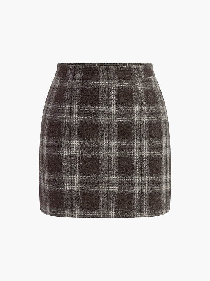 Plaid Tweed Minirock