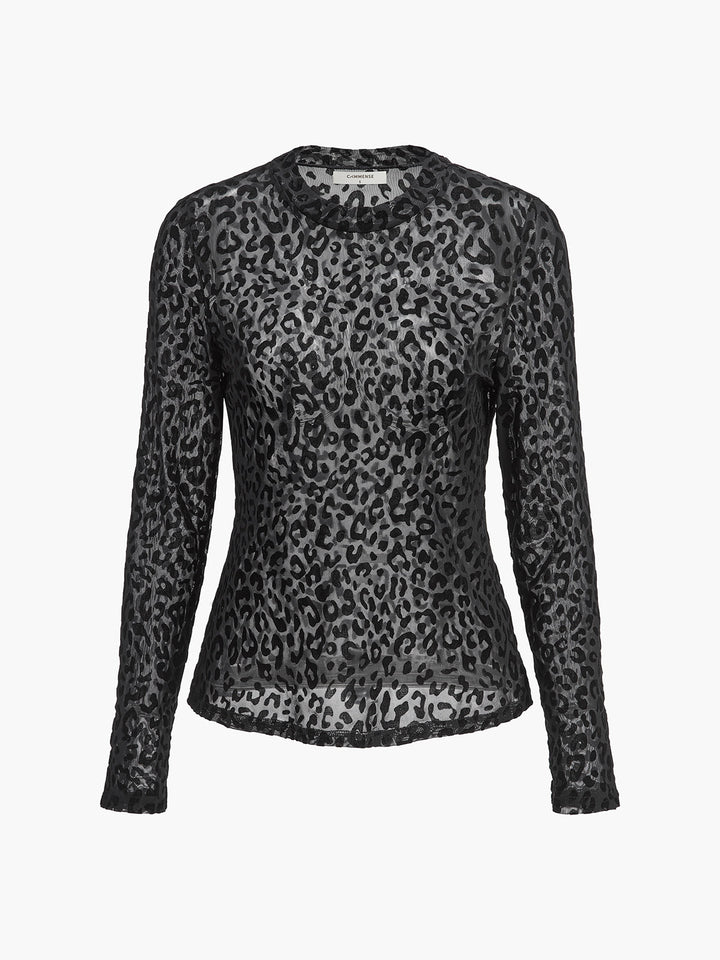 Leopardenmuster durchsichtiges T-Shirt