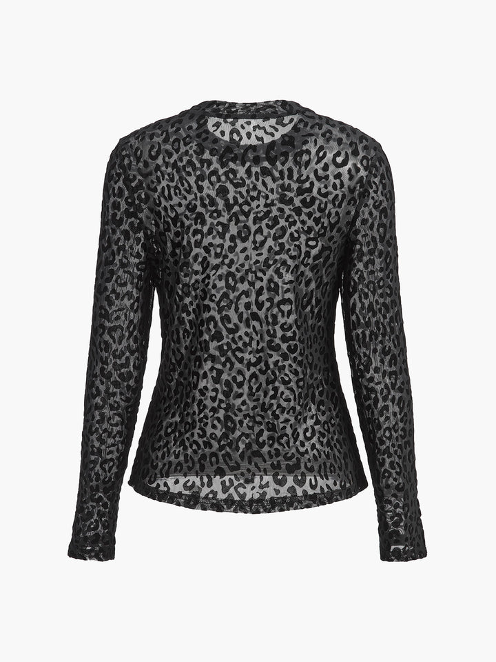 Leopardenmuster durchsichtiges T-Shirt