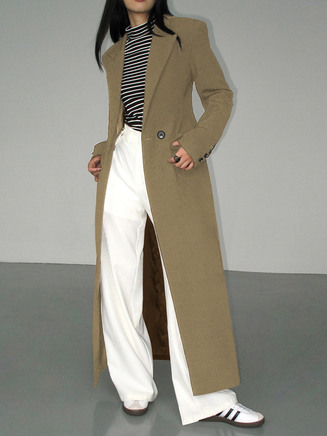 Kragen-Taschen-Blazer-Mantel