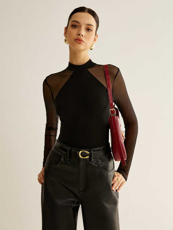 Sheer Langarm Jersey Top