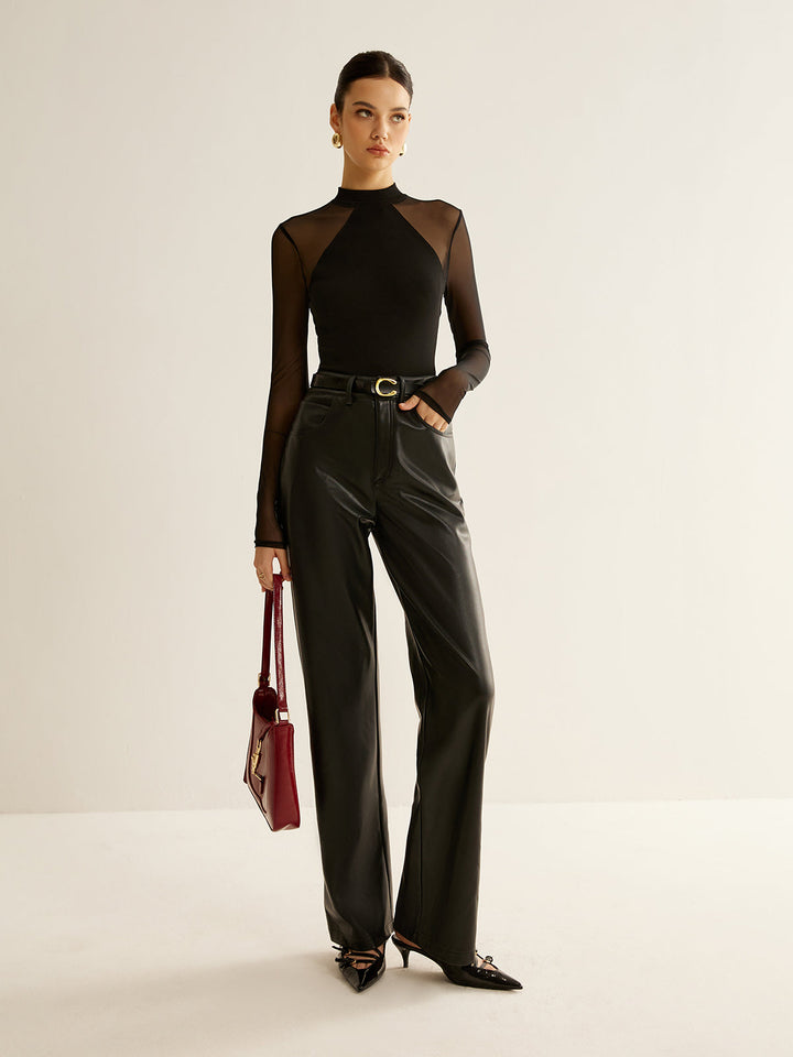 Sheer Langarm Jersey Top