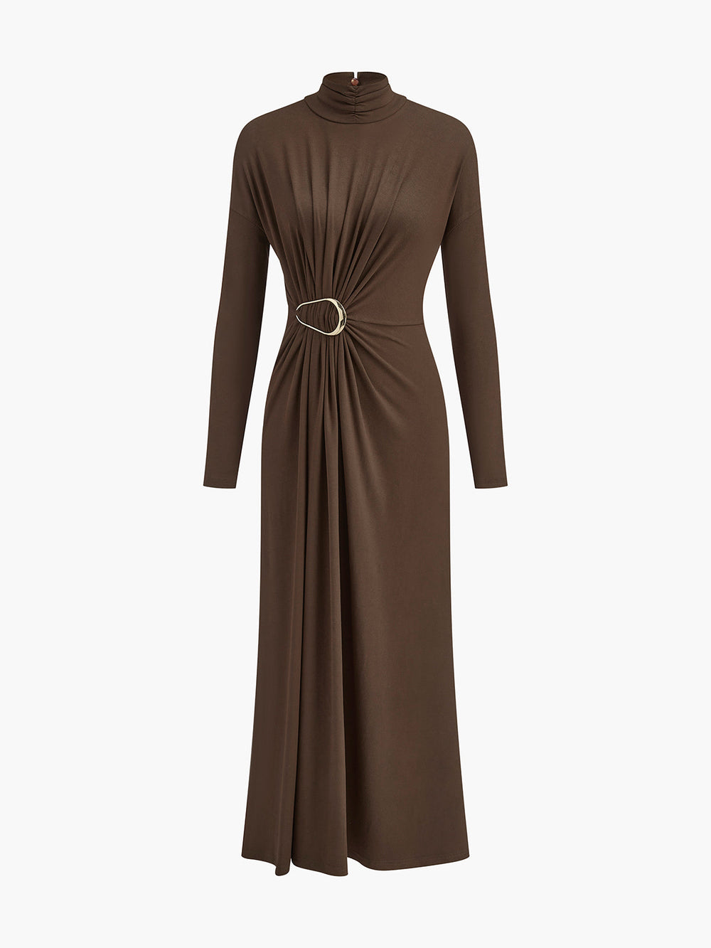 Rollkragen-Kleid mit Knoten und Falten