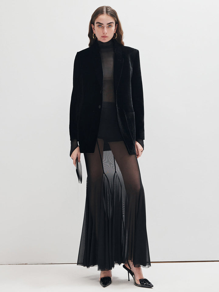 Mock-Neck Mesh-Shirt aus dünnem Netzstoff
