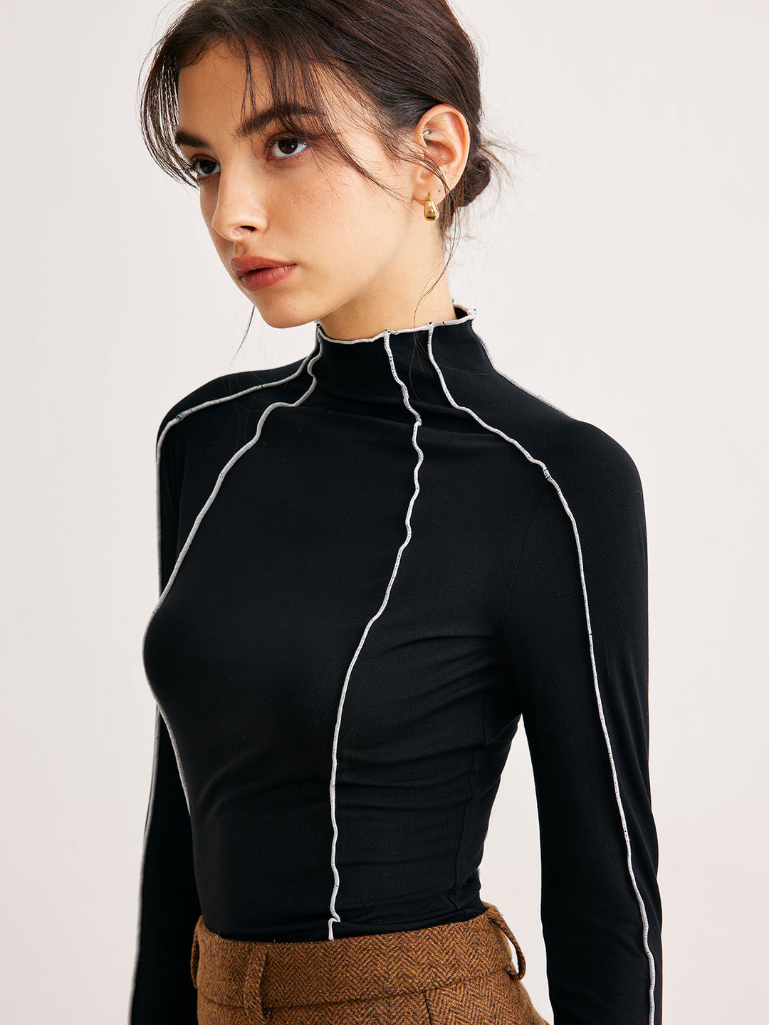 Lettuce Trim Kontrastpaspel Slim T-Shirt