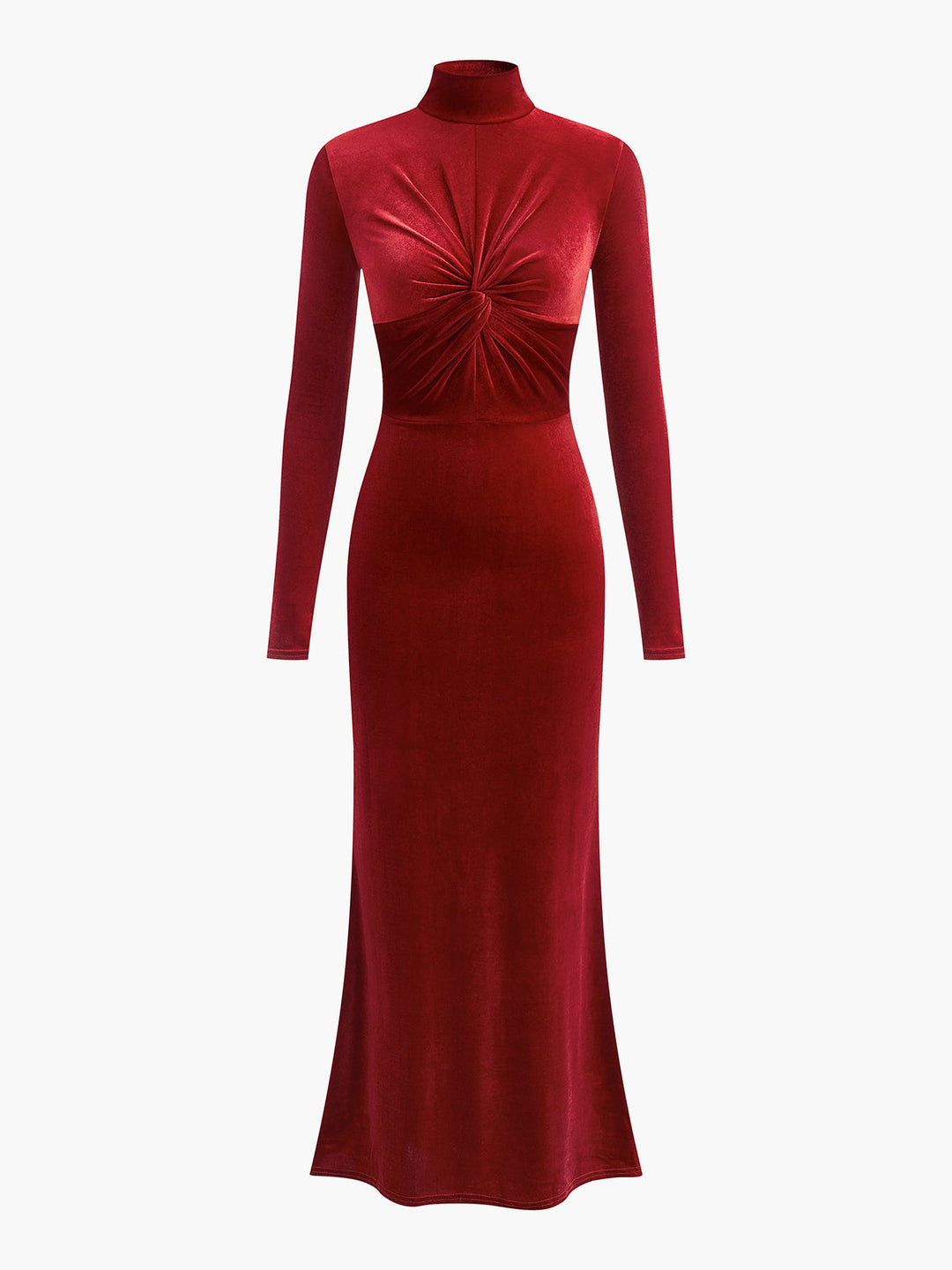 Samt Kleid Mit Mock-Kragen Und Knoten