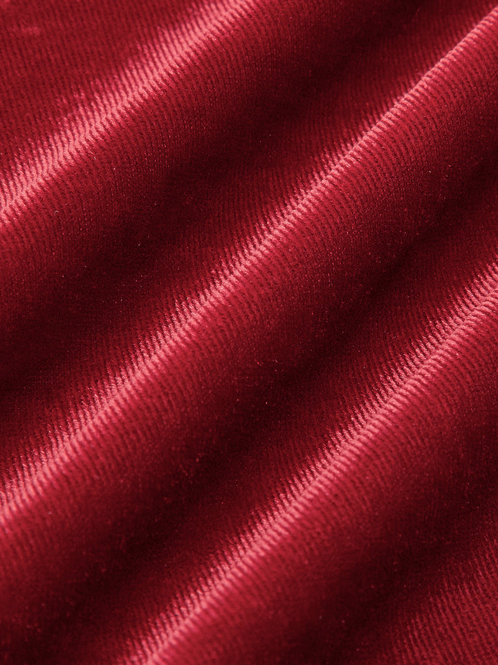 Samt Kleid Mit Mock-Kragen Und Knoten