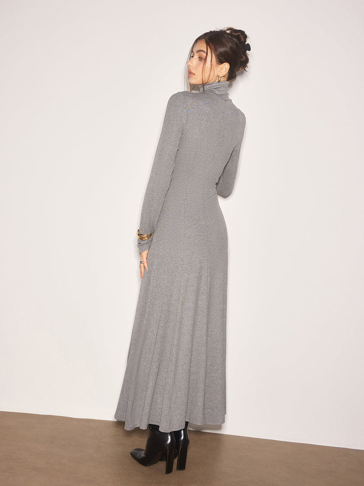Rollkragen-Jersey-Langen Kleid