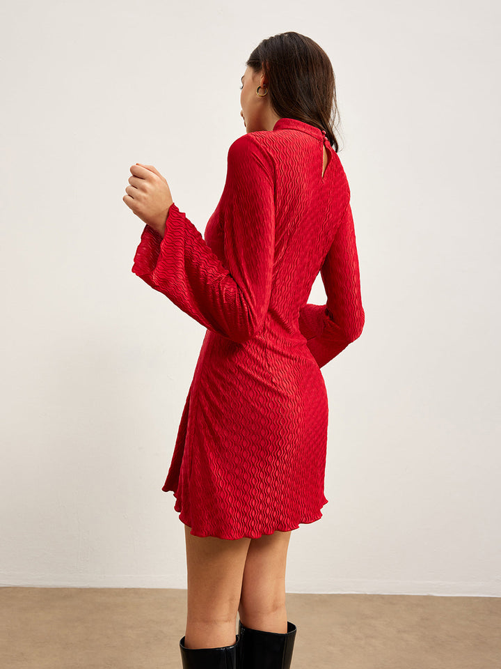 Kleid mit geripptem Stehkragen