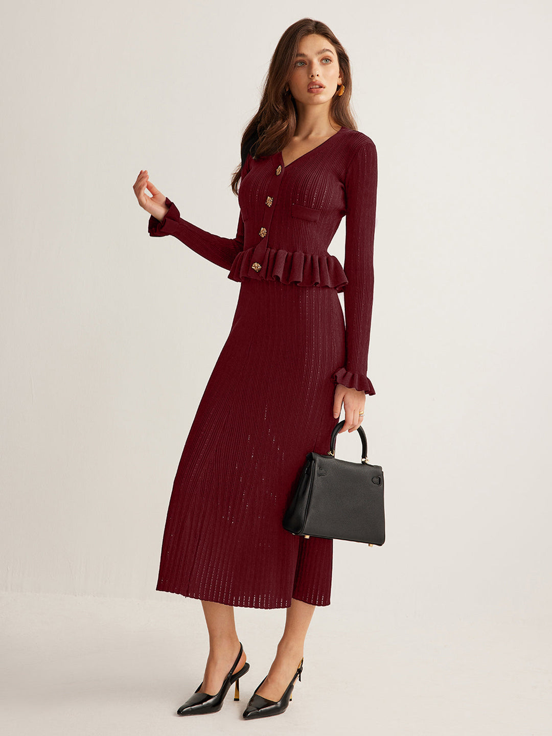 Rüschen-Strickkleid