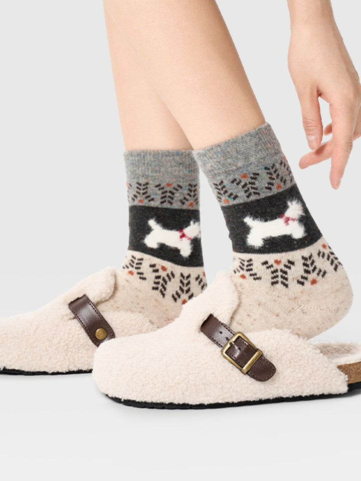 1 Paar Welpenmuster Wollsocken