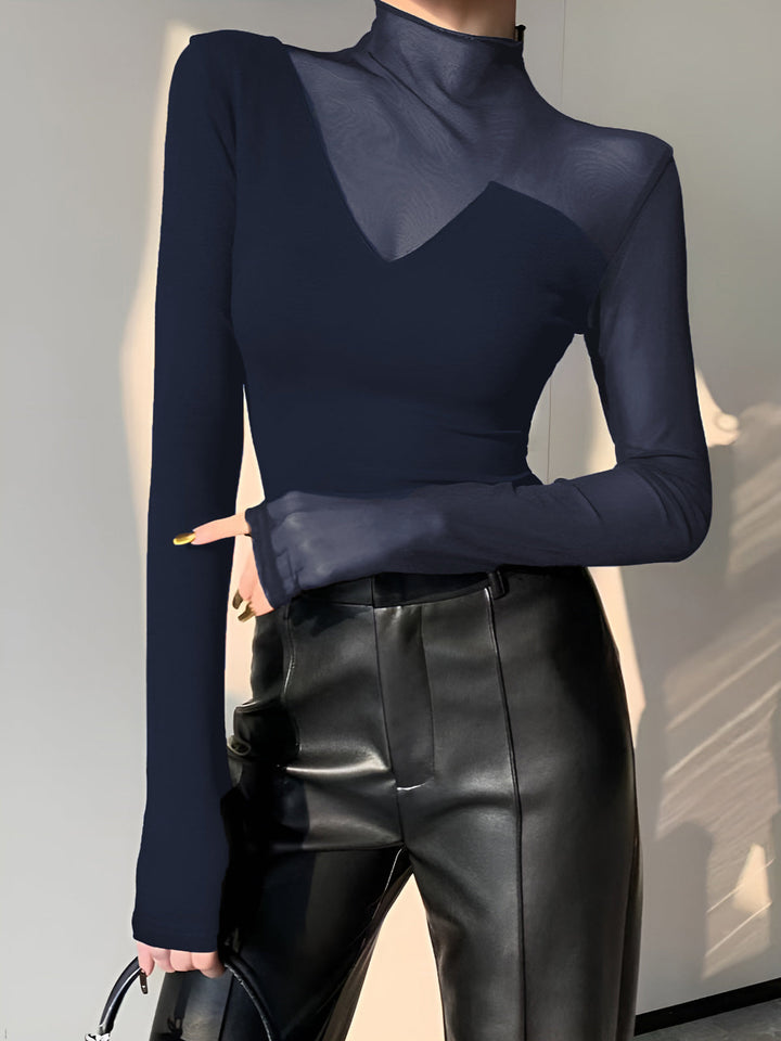 Asymmetrisches Sheer Mesh Panel T-Shirt