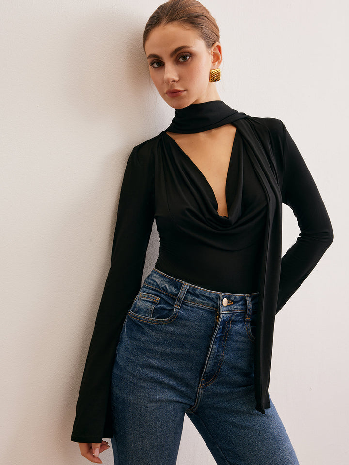 Cowl Neck Band T-Shirt