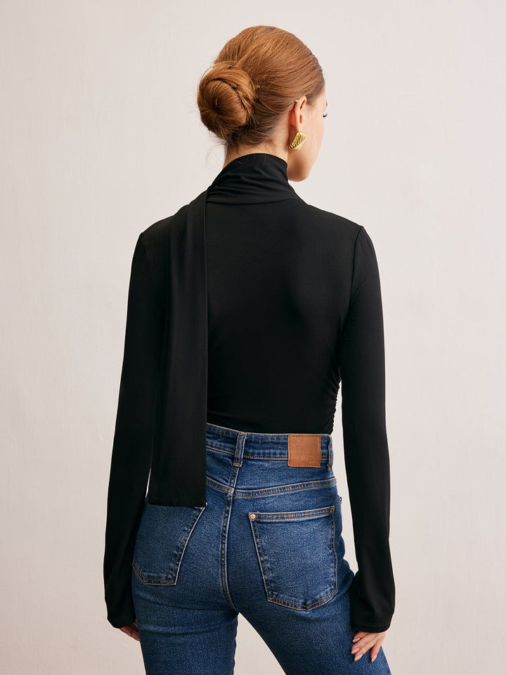 Cowl Neck Band T-Shirt