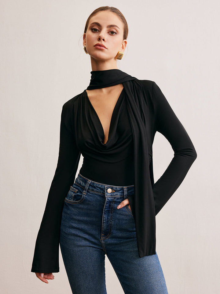 Cowl Neck Band T-Shirt