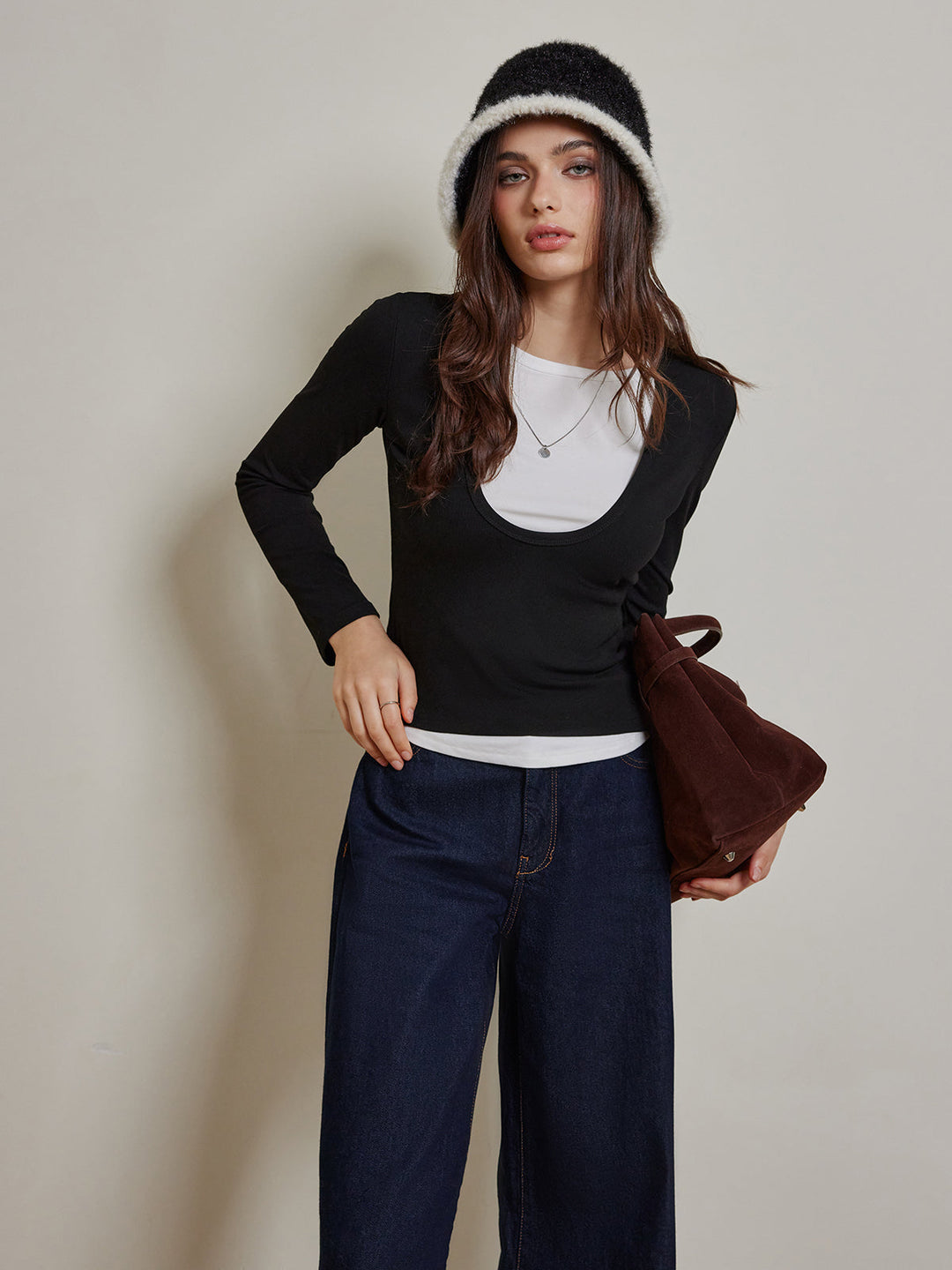 2-in-1 Colorblock Jersey-Oberteil