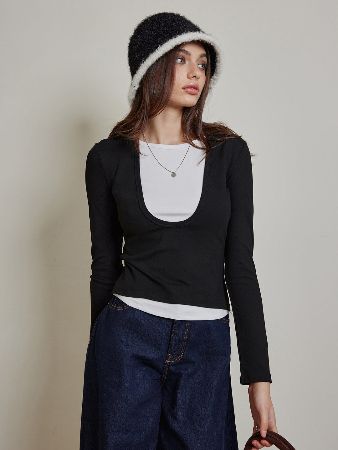 2-in-1 Colorblock Jersey-Oberteil