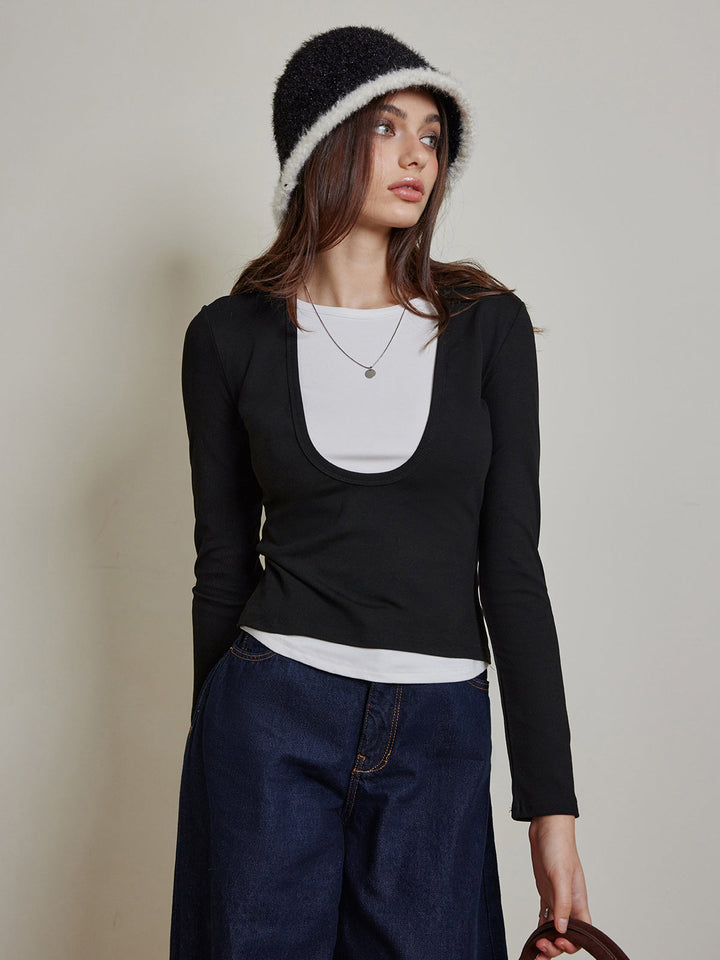 2-in-1 Colorblock Jersey-Oberteil