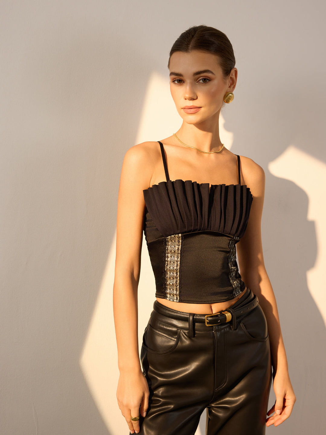 Gefaltetes Cami-Oberteil mit Falten