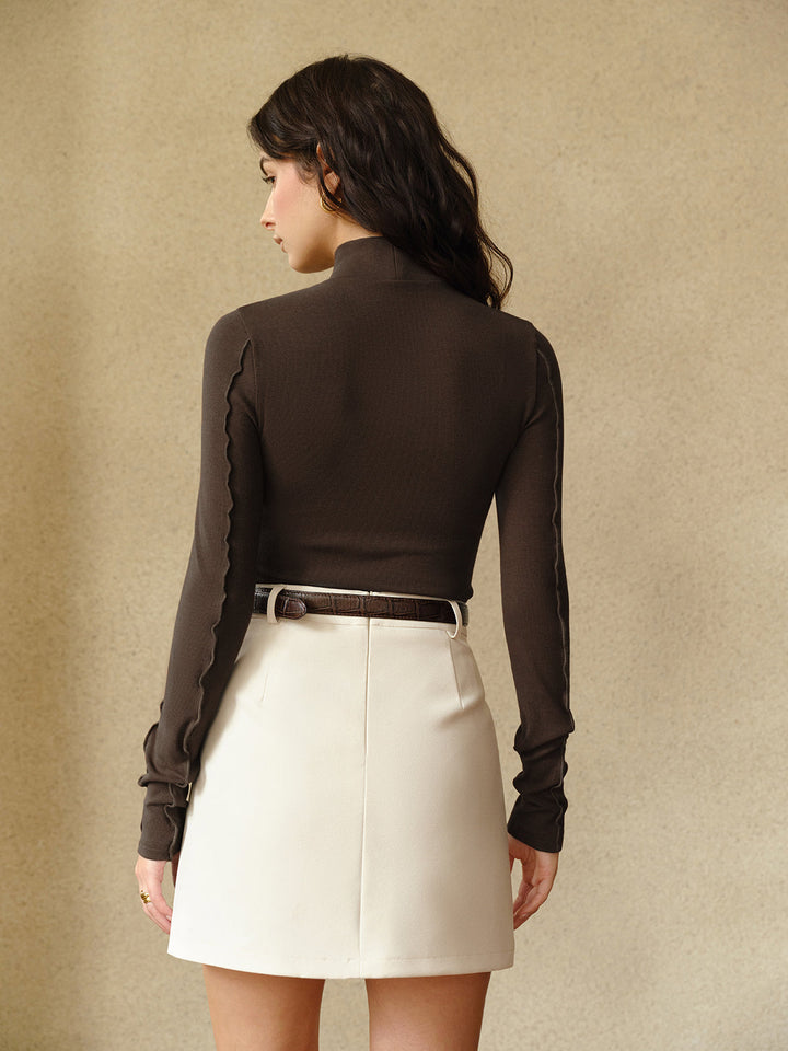 Asymmetrisches Skinny Top mit Rüschenabschluss