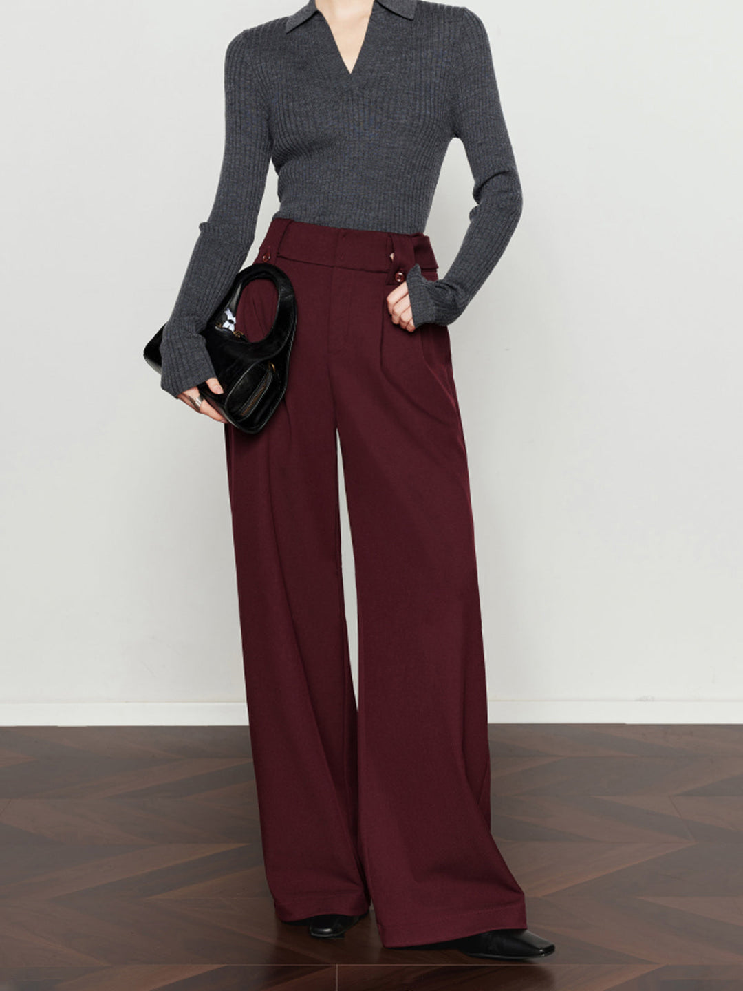 Vintage Plisseierte Hose mit weitem Bein