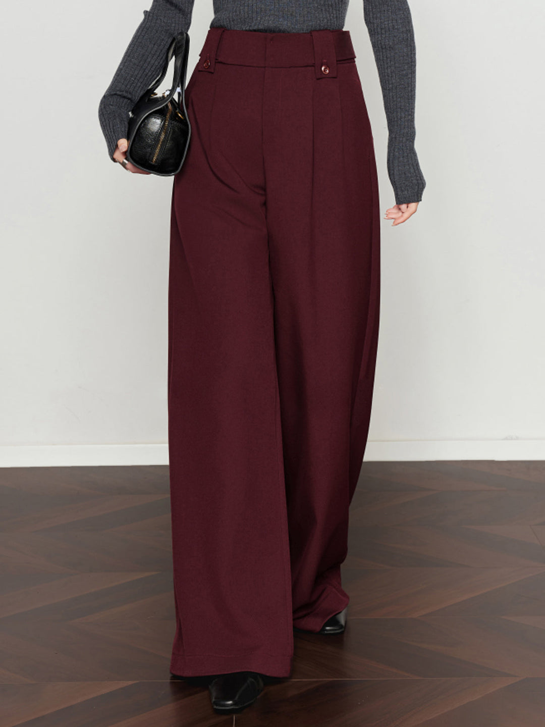 Vintage Plisseierte Hose mit weitem Bein