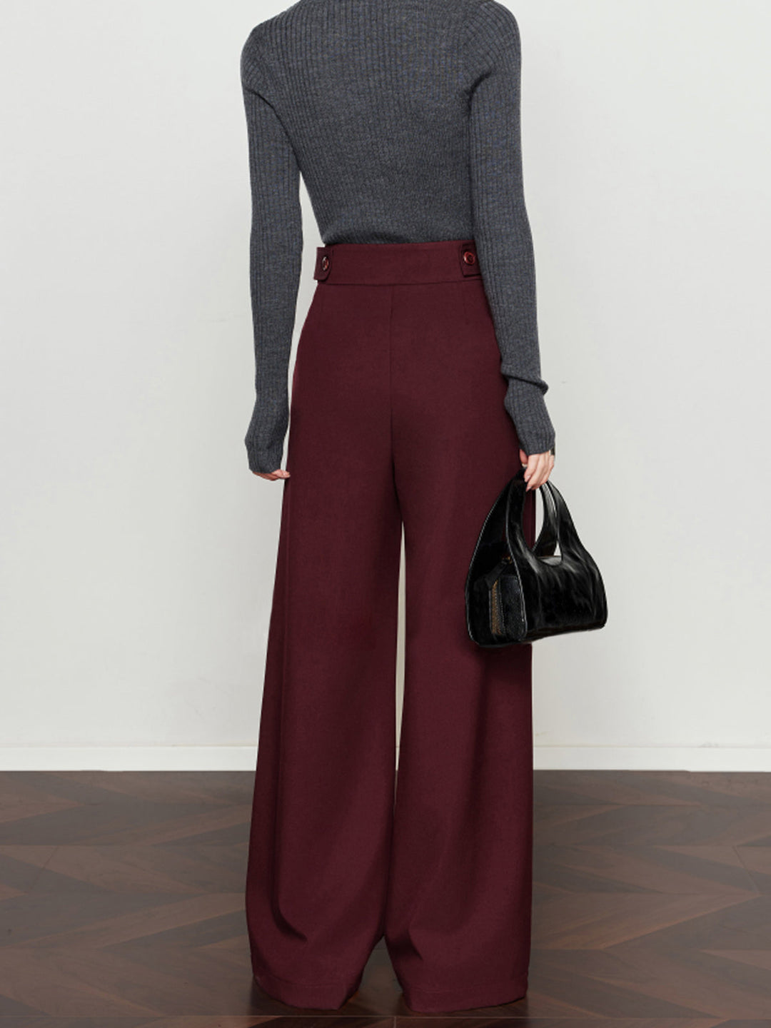 Vintage Plisseierte Hose mit weitem Bein