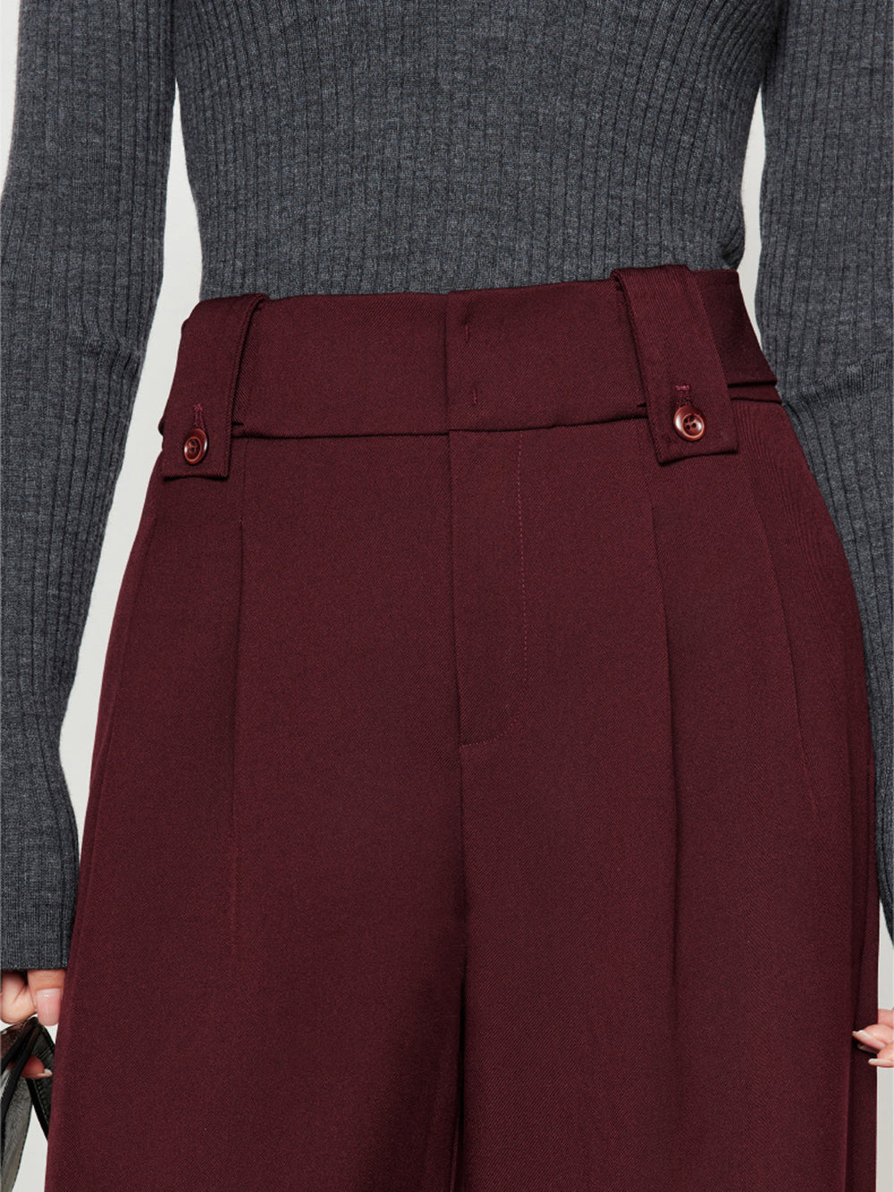 Vintage Plisseierte Hose mit weitem Bein