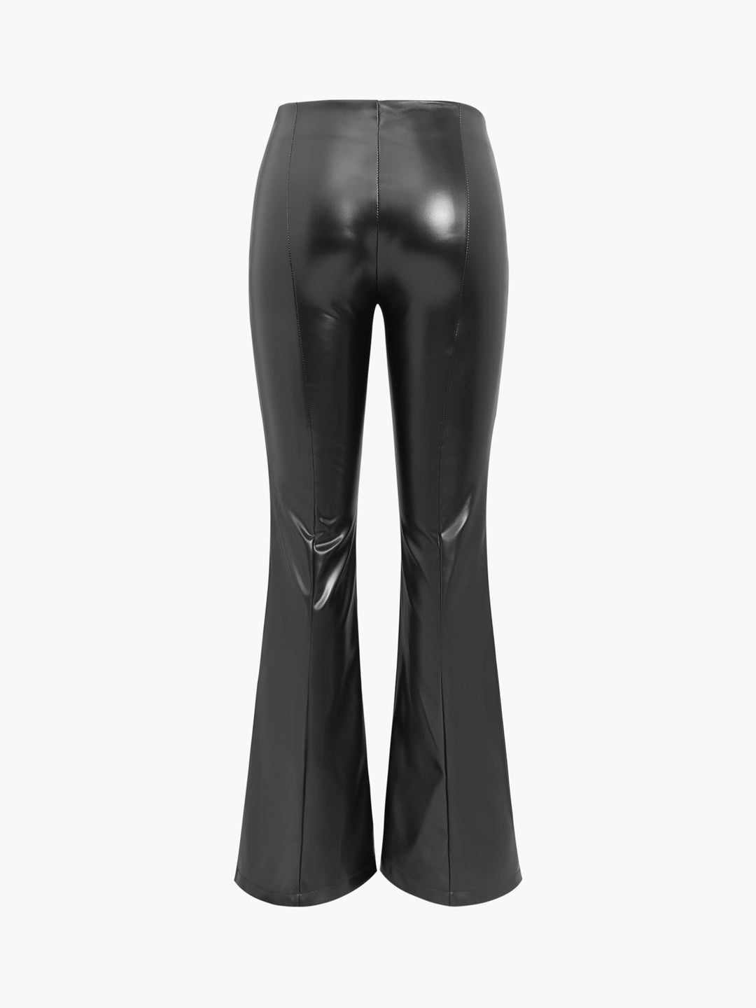 Faux-Leder-Hosen mit Reißverschluss und Schlag