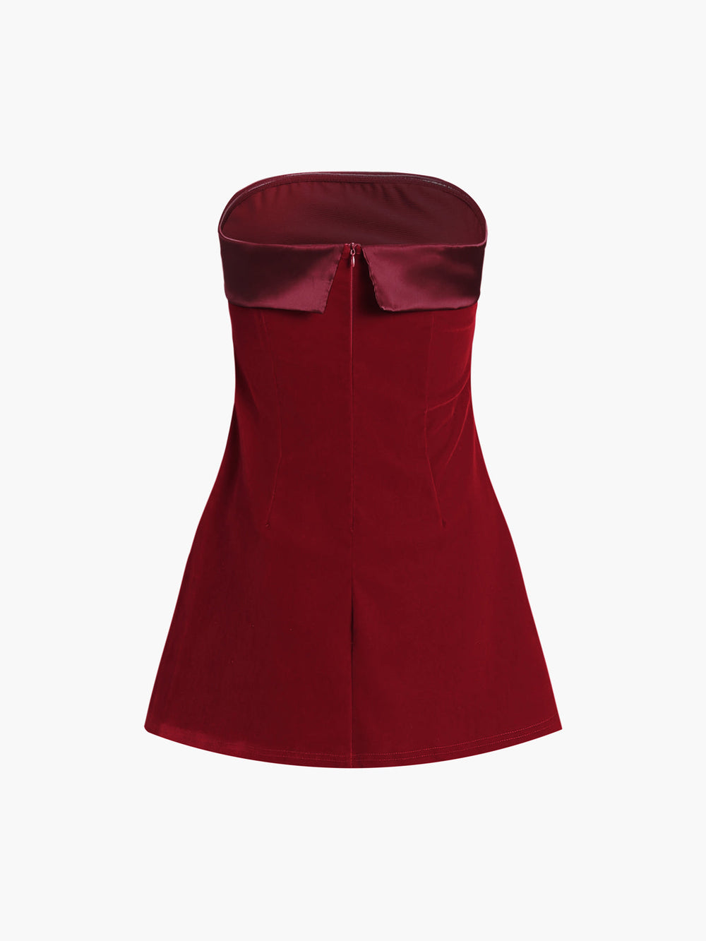 Satin-Samt-Kleid Trägerlos Kurz