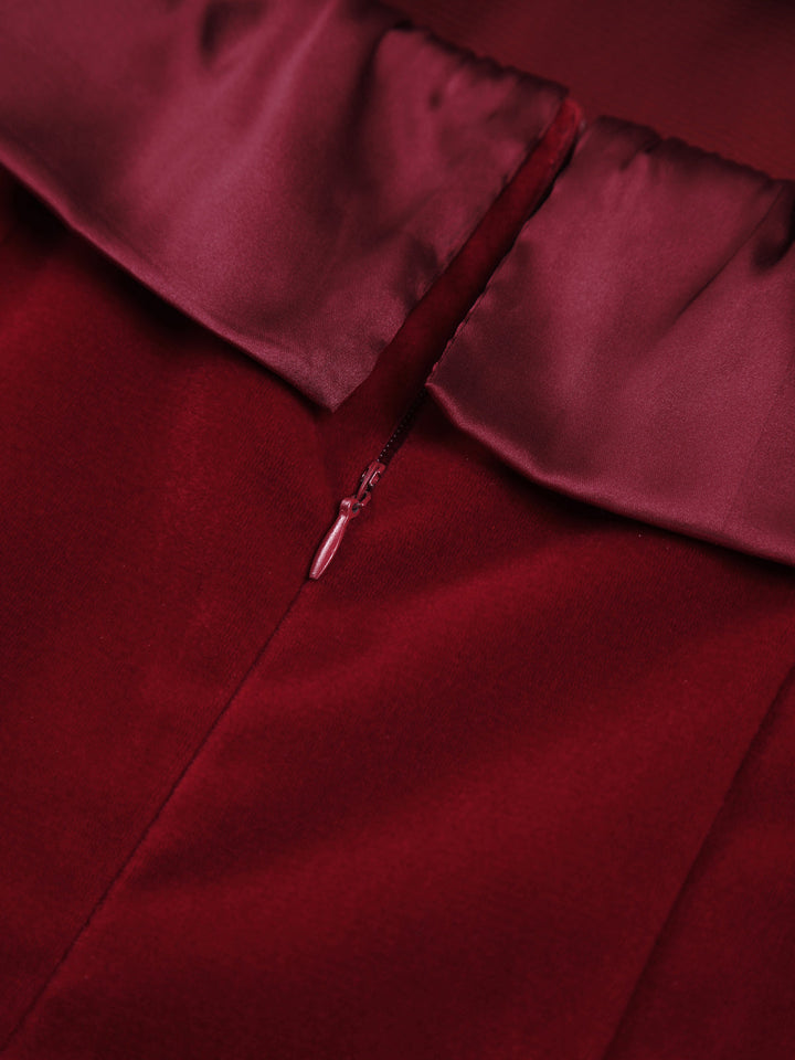Satin-Samt-Kleid Trägerlos Kurz