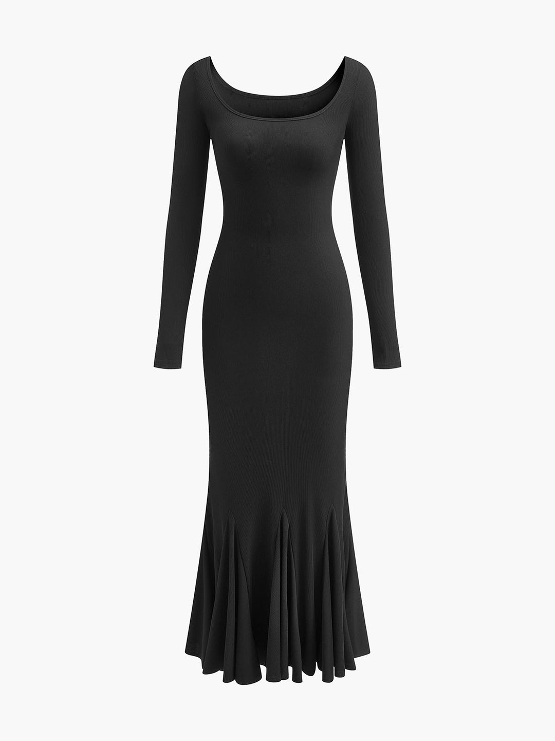 Rüschen-Strick-Wickel-Maxikleid