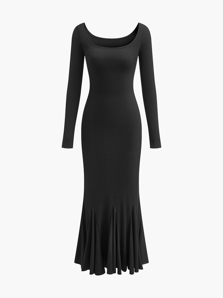 Rüschen-Strick-Wickel-Maxikleid