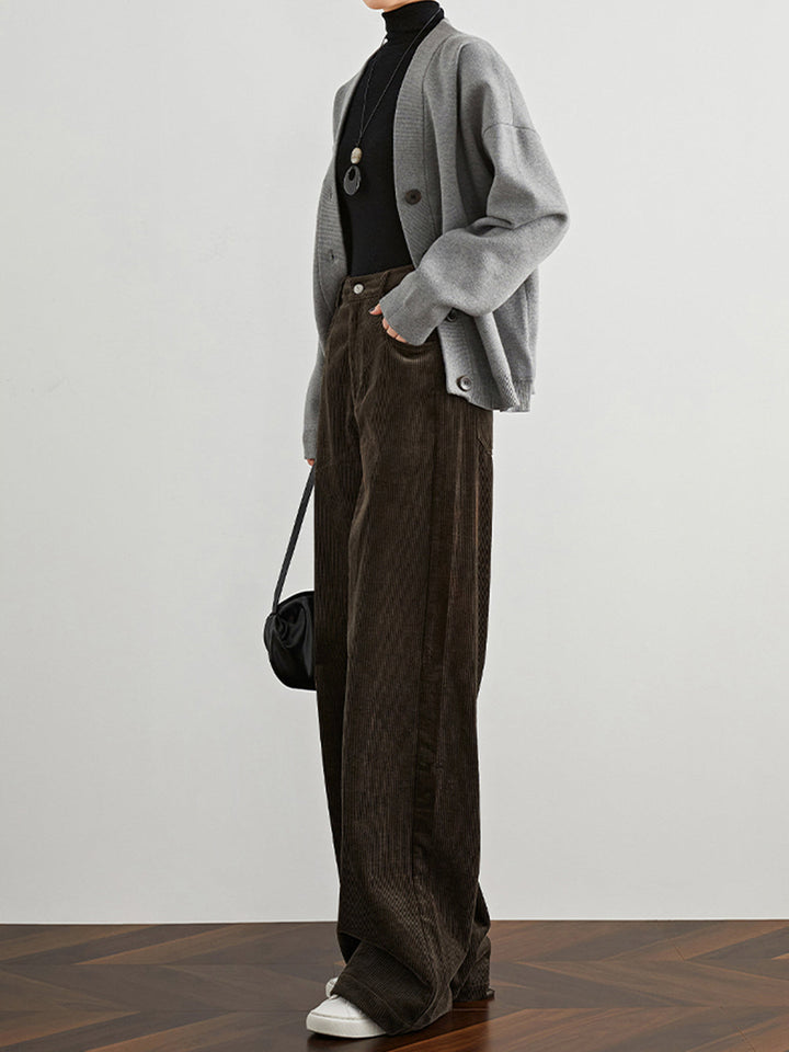 High-Waist Cordhose mit Drapierung
