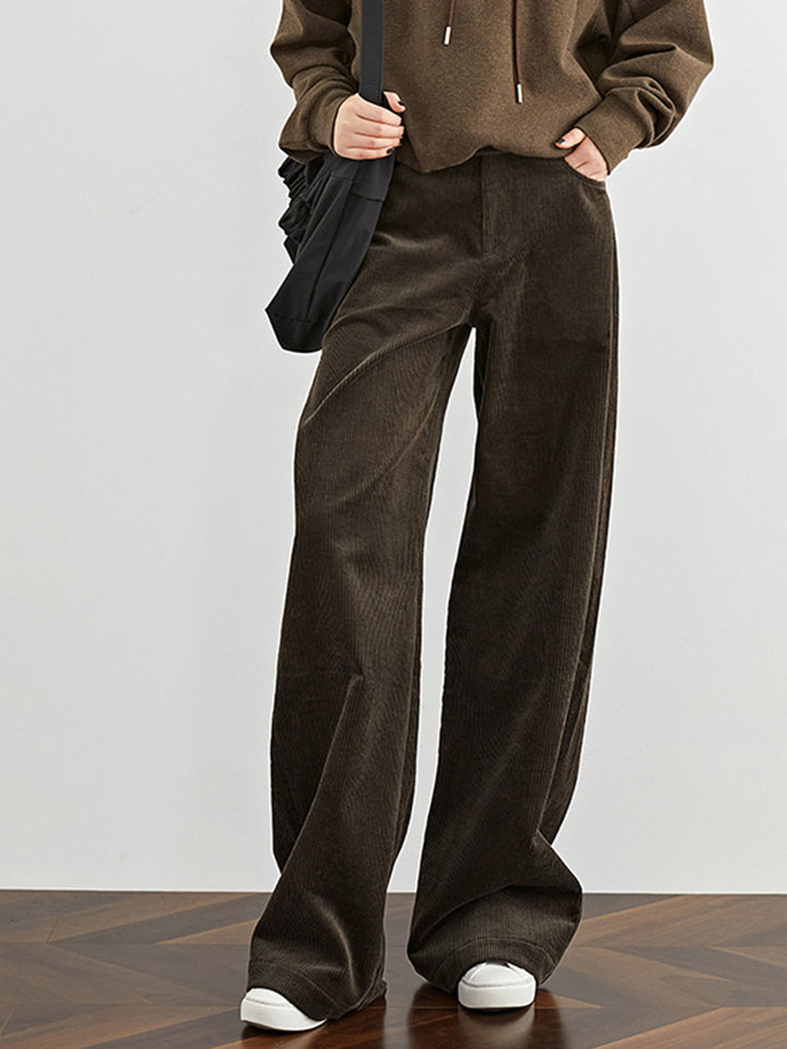 High-Waist Cordhose mit Drapierung